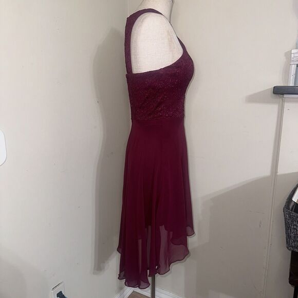 Speechless Prom Hi-Low Open Back A-Line Lace Sparkle Dress Burgundy Sz 9 EUC - Picture 16 of 16